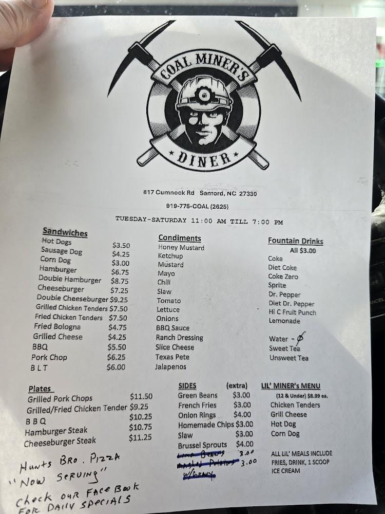 Coal Miner's Diner Menu image 4